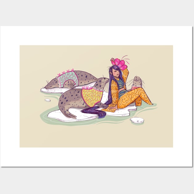 Lazing around with seals Wall Art by Annada Menon